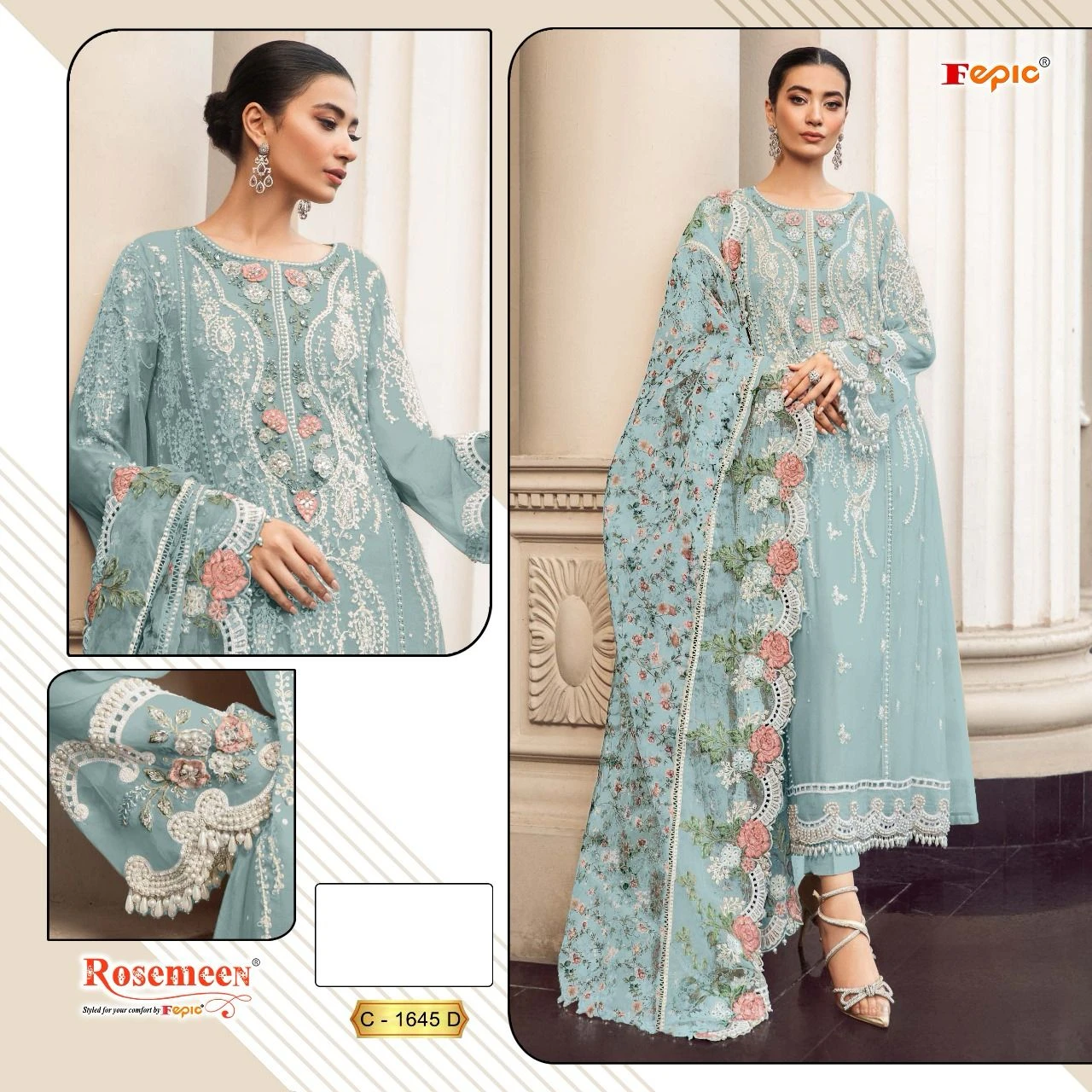 Fepic 1645 Georgette Wholesale Pakistani Salwar Suit Catalog — Wholesale Pakistani Suits, MPA wholesale from Surat - Gallery Image 8